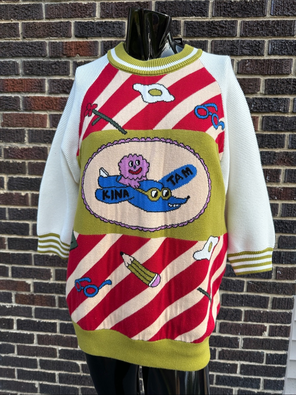 Kina & Tam Novelty Knit Pullover Sweater